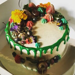 A made to order cake from Secret Creek. 100% vegan and 100% YUM!  at Secret Creek Cafe in Lithgow