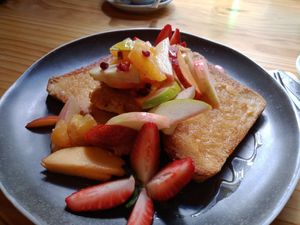 French Toast with Fruit at Secret Creek Cafe in Lithgow