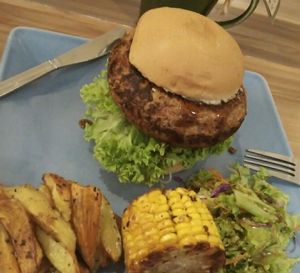 yummy mushroom burger at Seeds Garden Bistro in Malacca