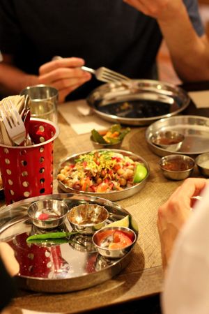 Chana chaat starter is full of refreshing crunch and flavour.  at Spice Box in East London