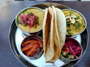 South Indian Brunch Thali at Spice Box in East London