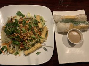 Veg salad and veg spring rolls.  at Pho Saigon in Indianapolis
