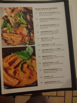 Vegetarian menu at Pho Saigon in Indianapolis