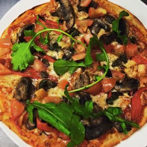 Vegan Mediterranean Pizza at Farelli's Trattoria in Queenstown