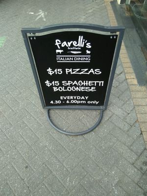 Discounts from 4.30 - 6.00pm at Farelli's Trattoria in Queenstown