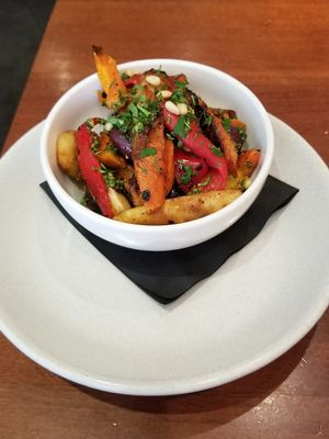 Side of roast vege with pesto & pine nuts ~ Tasty. at Farelli's Trattoria in Queenstown