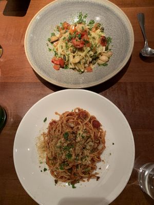  Vegan fettuccine and vegan spaghetti  at Farelli's Trattoria in Queenstown