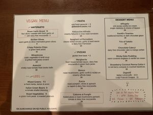 Vegan menu! at Farelli's Trattoria in Queenstown