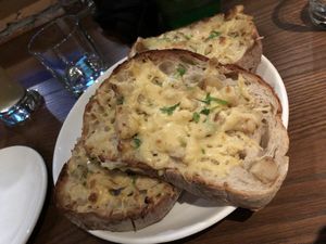Cheesy garlic bread  at Farelli's Trattoria in Queenstown