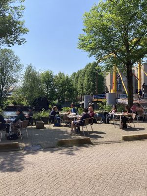 Outdoor seating on sunny day  at Bloem in Amsterdam