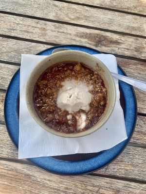Rhubarb Crumble w/ hint of cinnamon (amazing)  at Bloem in Amsterdam