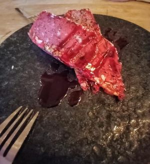 Frozen black currant and banana pie  at Bloem in Amsterdam