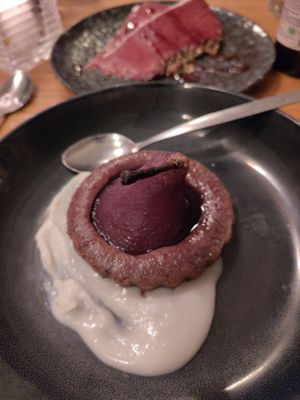 Sticky pear cake and frozen berry pie at Bloem in Amsterdam