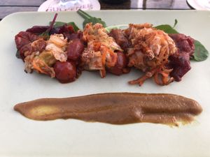 One of the starters (the one with kimchi)  at Bloem in Amsterdam