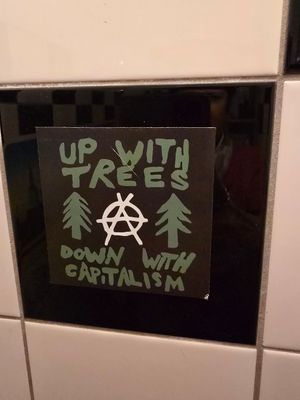 Sticker at toilets at Bloem in Amsterdam