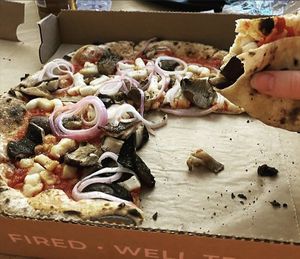 Vegan mushroom and onion pizza!   at Pizza Barbone in Hyannis