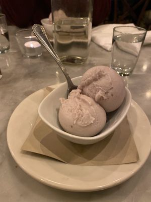 Vegan black raspberry gelato  at Pizza Barbone in Hyannis