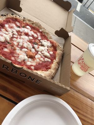 Margarita Pizza with Vegan Mozzarella!! at Pizza Barbone in Hyannis