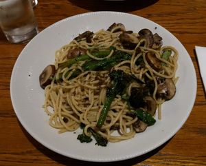 Mushrooms and broccoli sprouts spaghetti (organic) at Danu Restaurant - Brehon Hotel in Killarney