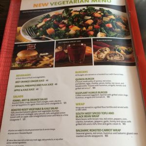 vegetarian menu  at Hard Rock Cafe in Kuta