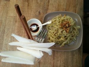 Vietnamese pesto with quang noodles at Annen Vegetarian & Yoga in Hoi An