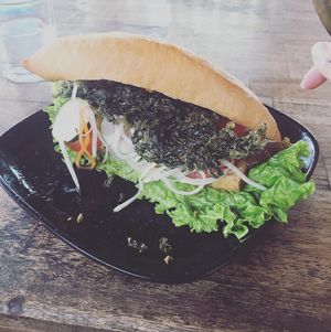 Lemongrass tofu, mushroom and crispy seaweed sandwich  at Annen Vegetarian & Yoga in Hoi An