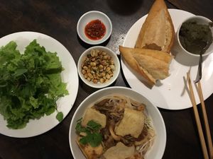 poor man’s caviar, spiced peanuts and noodles  at Annen Vegetarian & Yoga in Hoi An