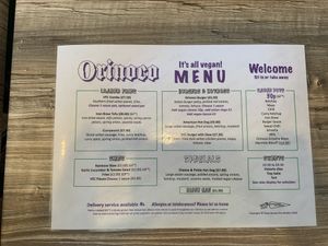 Menu at Orinoco Vegan York in York