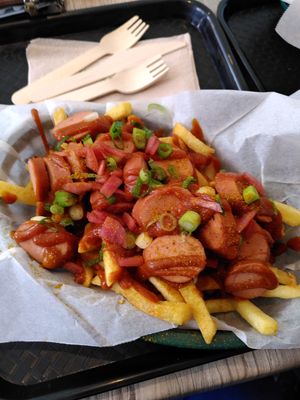 Stacked Currywurst! at Orinoco Vegan York in York