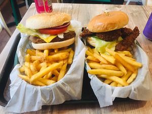 Mocky burger and chicken burger  at Orinoco Vegan York in York