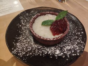 Vegan dessert of rice pudding at Ambiente Tapas in Leeds