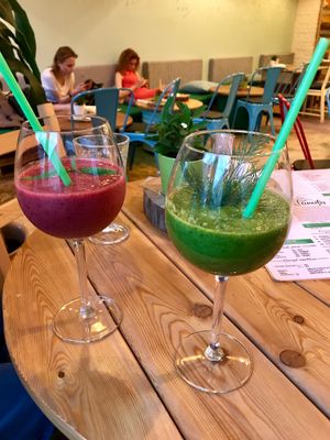 Berry and green smoothies. at RA Family in St Petersburg