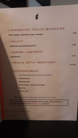 Sandwiches and soups menu at Unicorn Berlin in Berlin