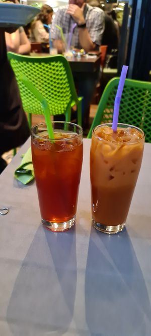 Thai iced tea with lemon and with milk at Aroydee in Frankfurt
