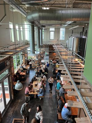 View from the upstairs dining area  at Pfriem Family Brewers in Hood River