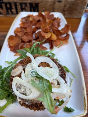 Vegan burger   at Pfriem Family Brewers in Hood River