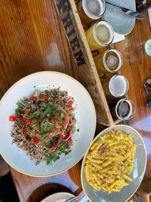 Vegan quinoa salad and vegan Mac   at Pfriem Family Brewers in Hood River