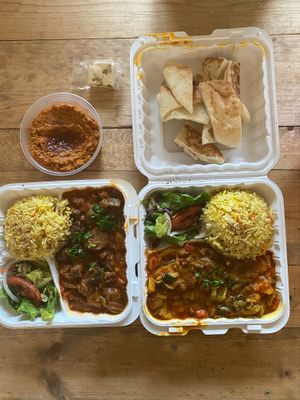 Delicious!  Muhammara dip. Eggplant moussaka and Ali nazik  at Cafe Turko in Seattle
