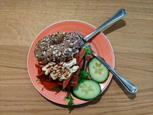 Vegan BLT bagel at Bagels & Beans at Bagels & Beans in Enschede