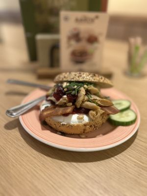 The vegan chicken cranberry special 🌱  at Bagels & Beans in Enschede
