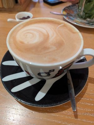 Large Cappuccino with oatmilk at Bagels & Beans in Enschede