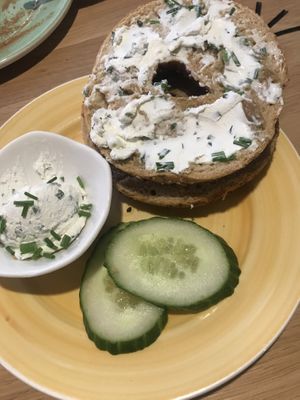 Cream cheese bagel at Bagels & Beans in Enschede