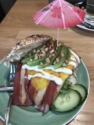 Vegan bacon and cheddar advocado at Bagels & Beans in Enschede