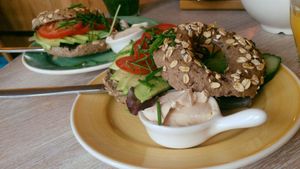 Cream Cheese Bagel with extra added avocado at Bagels & Beans - Zwanestraat in Groningen