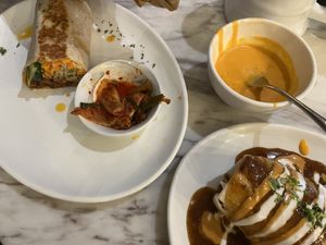 Ordered the red bean burrito and the Korean bbq burrito with a side of nacho cheese.. excellent meal, beautiful layout, exceptional service!  at Green Bar in Makati