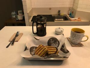 Hail Seitan with French press black coffee at Green Bar in Makati