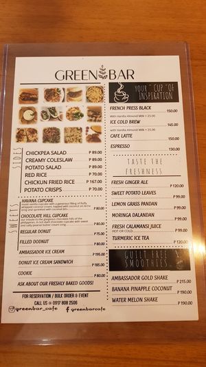 Menu 2/2 at Green Bar in Makati