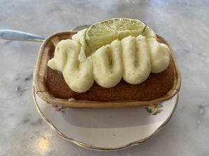 Mango cake, tasty but dry  at By Lima in Haarlem