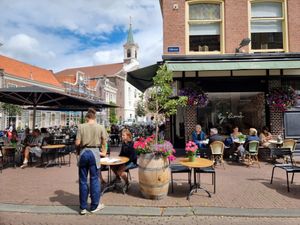 Large outdoor seating area at By Lima in Haarlem