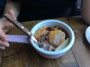 Fruit bowl with almond yoghurt and buckwheat at By Lima in Haarlem